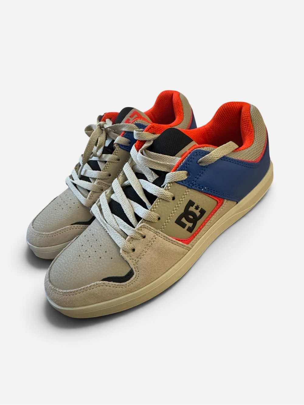 DC Low-Top Sneakers in Gray, Blue & Orange